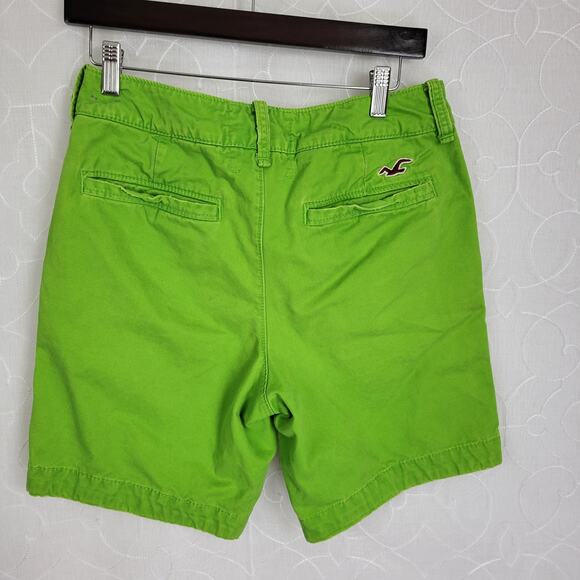 VTG‎ Hollister Shorts Mens 28 Lime Green Button Fly Flat Front 7" Inseam - Picture 2 of 4